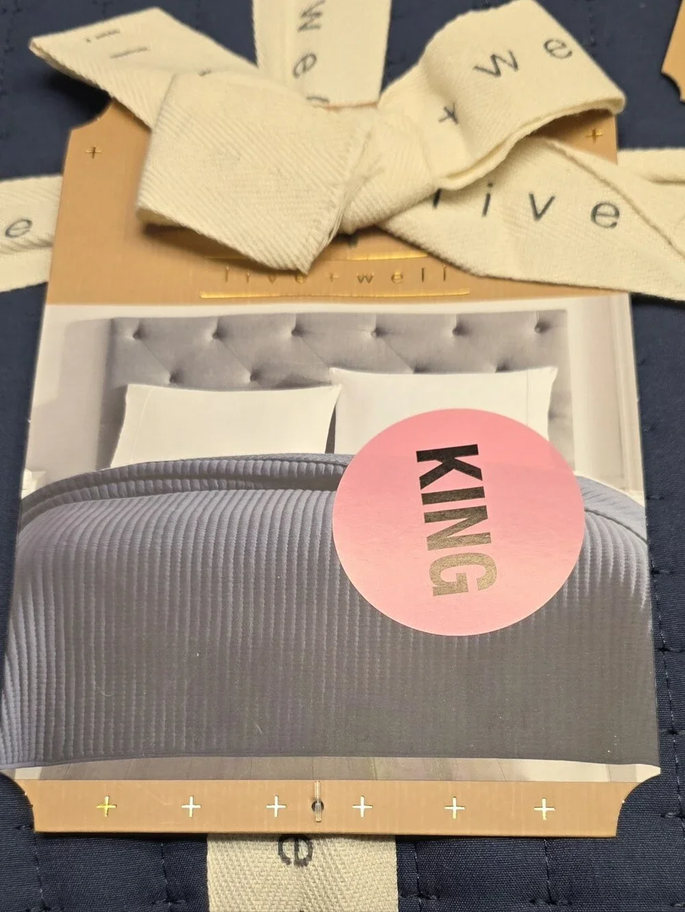 LIVE & WELL Garment Washed Box Stitch Quilt KING Size Logan DENIM Blue - NEW